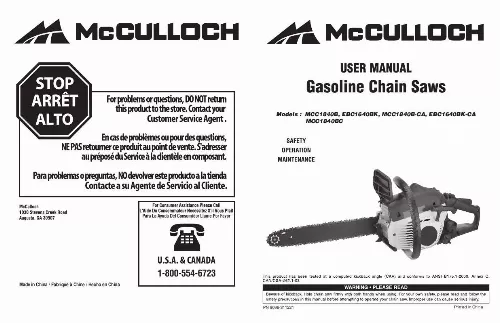 Mode d'emploi MCCULLOCH MCC1840B