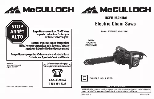 Mode d'emploi MCCULLOCH MCC4516FC