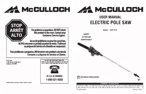 Mode d'emploi MCCULLOCH MCP1510