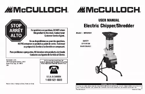 Mode d'emploi MCCULLOCH MCS2001