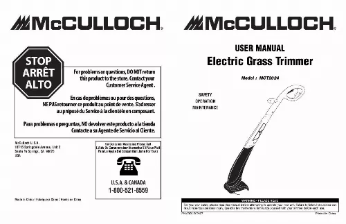Mode d'emploi MCCULLOCH MCT2024