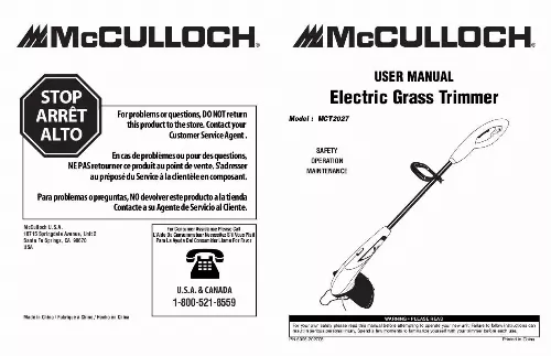 Mode d'emploi MCCULLOCH MCT2027