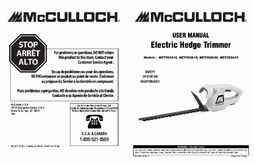Mode d'emploi MCCULLOCH MCT203A20