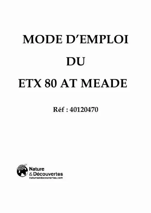 Mode d'emploi MEADE ETX-80AT
