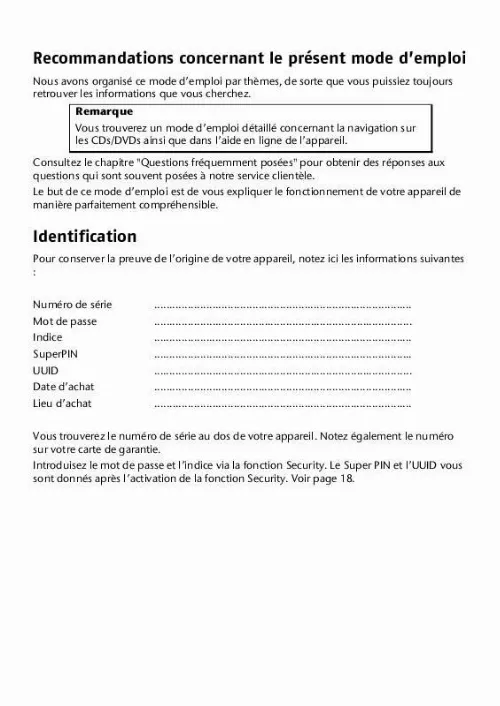 Mode d'emploi MEDION GOPAL-E4445-M20-MD-97617