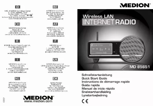 Mode d'emploi MEDION WLAN INTERNET RADIO MD 85651