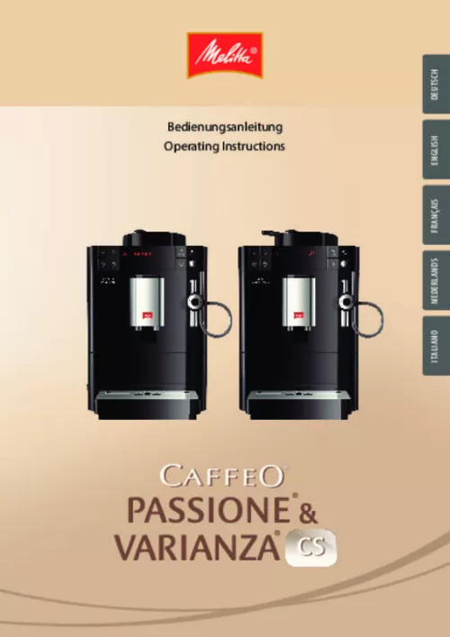 Mode d'emploi MELITTA EXPRESSO CAFFEO PASSIONE