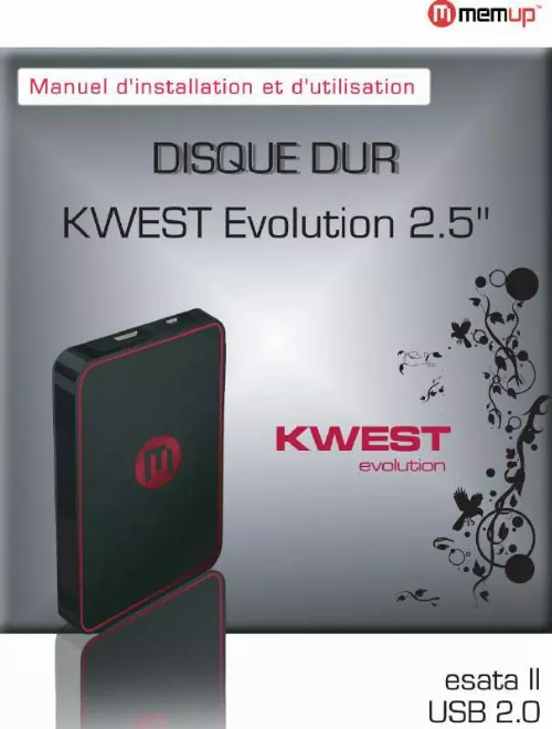 Mode d'emploi MEMUP KWEST EVOLUTION 2.5''