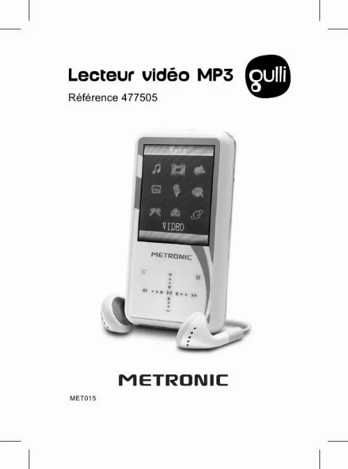 Mode d'emploi METRONIC LECTEUR VIDEO MP3