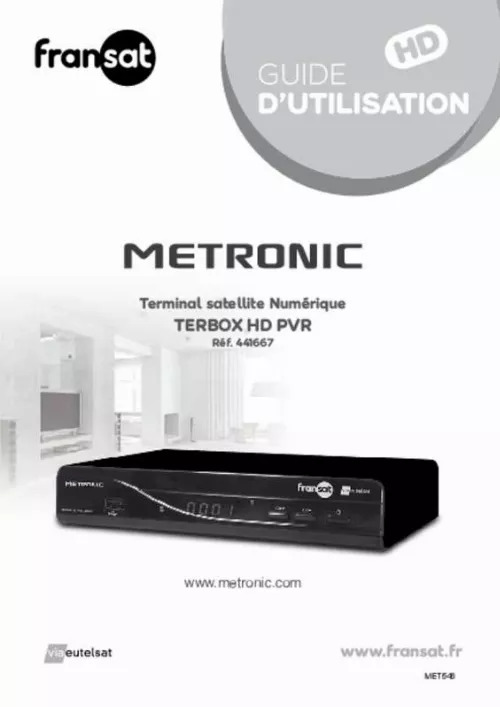 Mode d'emploi METRONIC TERBOX HD PVR READY FRANSAT 441667