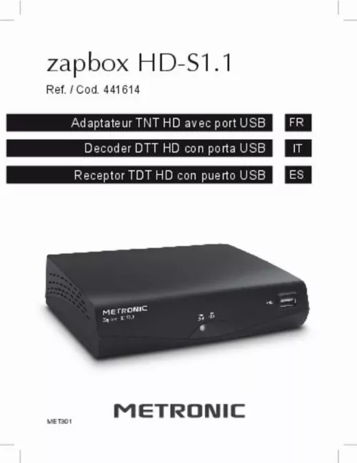 Mode d'emploi METRONIC ZAPBOX HD-SO.1