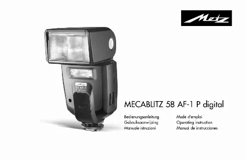 Mode d'emploi METZ MECABLITZ 58 AF-1 P DIGITAL