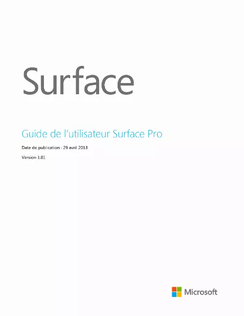 Mode d'emploi MICROSOFT SURFACE 10,6