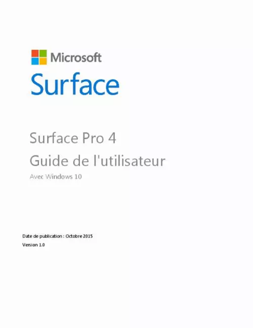 Mode d'emploi MICROSOFT SURFACE PRO 4