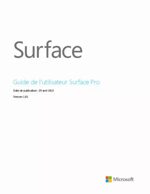 Mode d'emploi MICROSOFT SURFACE PRO 64 GO