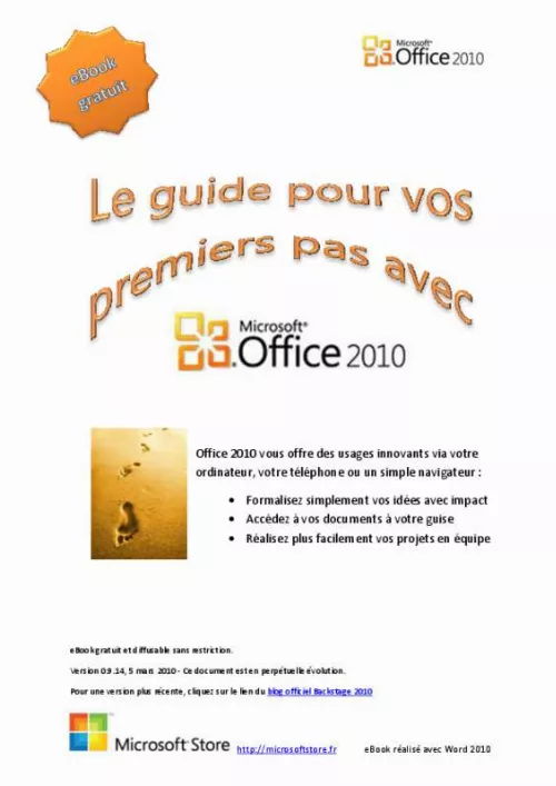 Mode d'emploi MICROSOFT WORD 2010