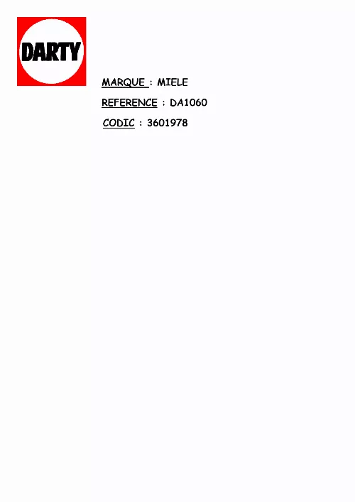 Mode d'emploi MIELE DA 1060