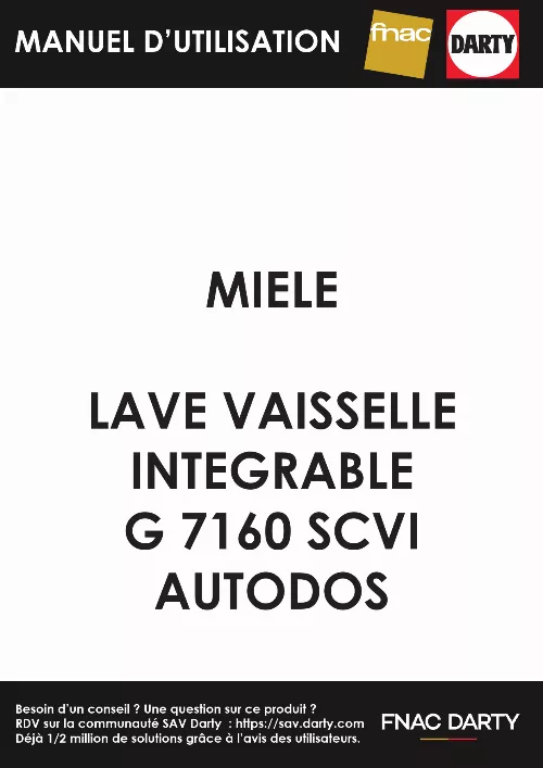 Mode d'emploi MIELE G 7160 SCVi AutoDos