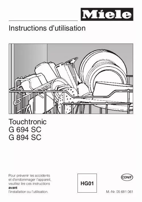 Mode d'emploi MIELE G 894 SC