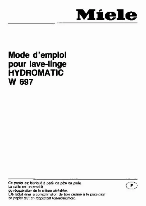 Mode d'emploi MIELE HYDROMATIC W 697