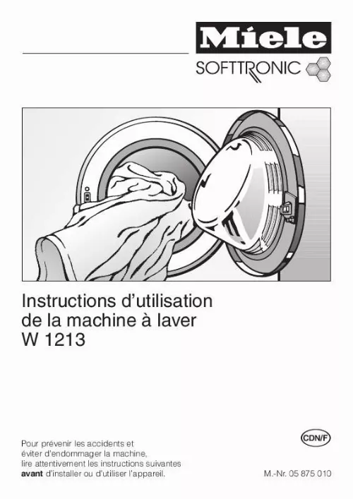 Mode d'emploi MIELE W 1213