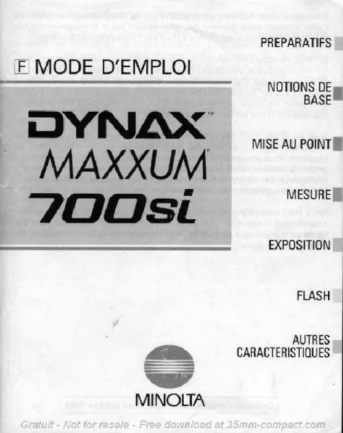 Mode d'emploi MINOLTA DYNAX MAXXUM 700SI