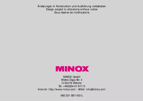 Mode d'emploi MINOX MX