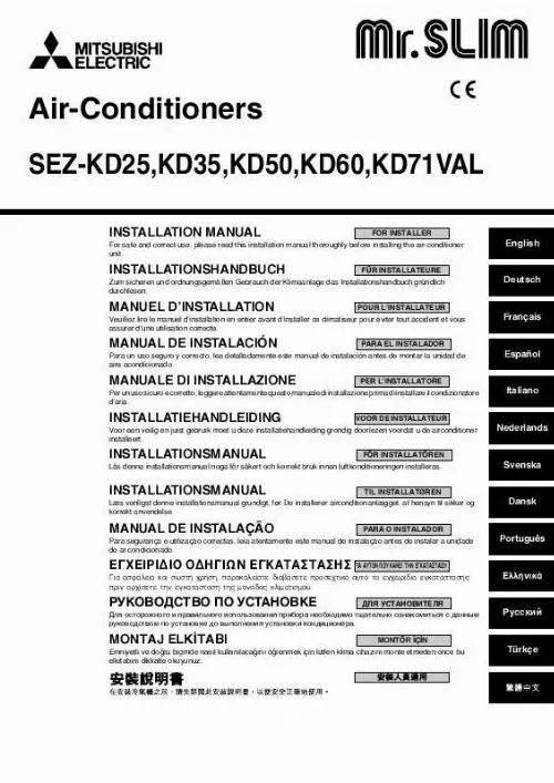 Mode d'emploi MITSUBISHI SEZ-KD25VAL