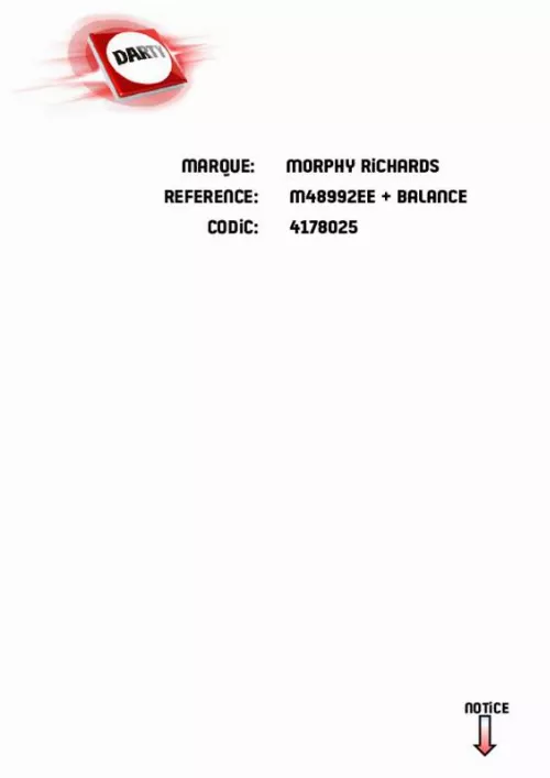 Mode d'emploi MORPHY RICHARDS M48992EE