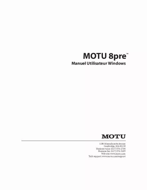 Mode d'emploi MOTU AUDIO EXPRESS 8PRE