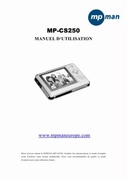 Mode d'emploi MPMAN MP-CS255