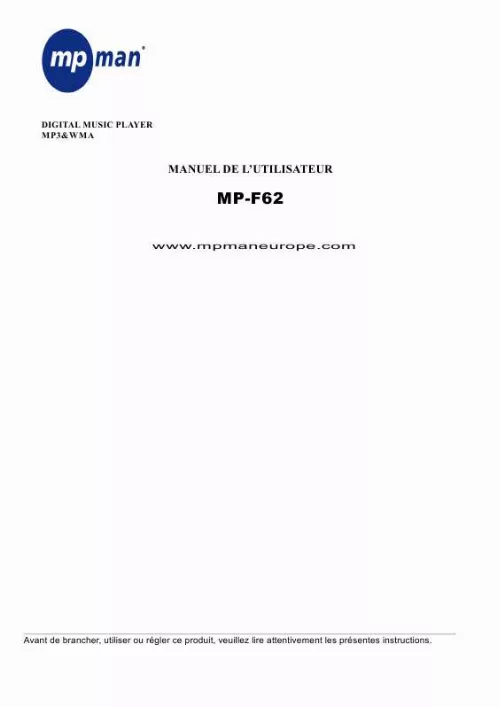 Mode d'emploi MPMAN MP-F62