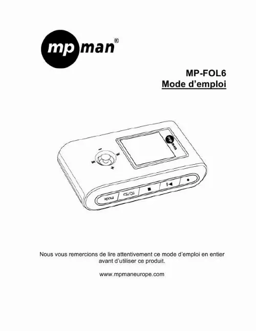 Mode d'emploi MPMAN MP-FOL6