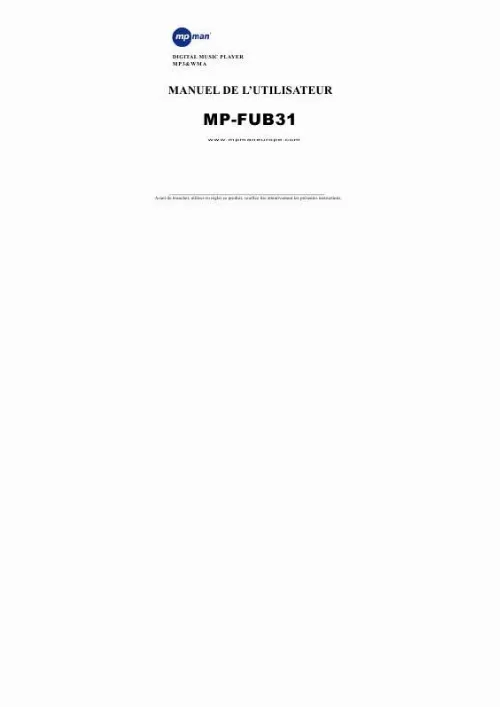 Mode d'emploi MPMAN MP-FUB31
