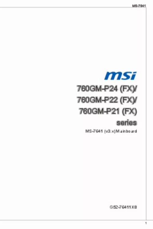 Mode d'emploi MSI 760GM-P21 (FX)