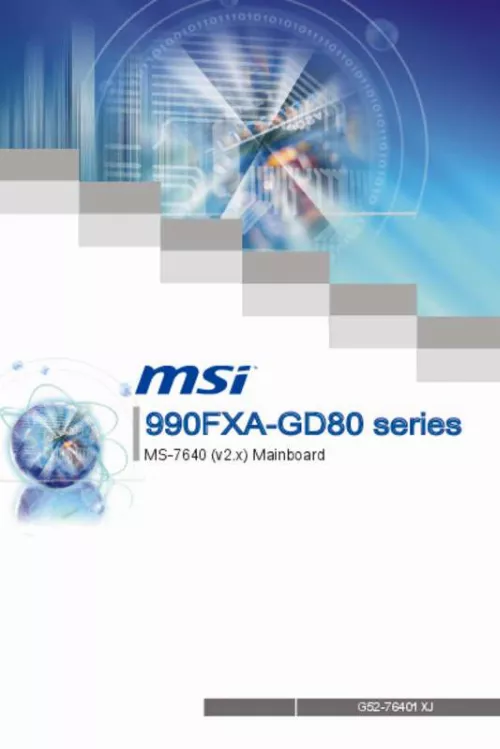 Mode d'emploi MSI 990FXA-GD80
