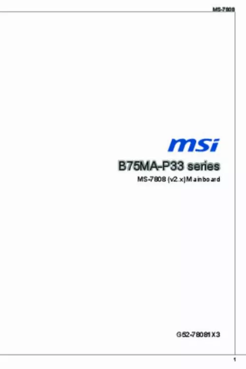 Mode d'emploi MSI B75MA-E31