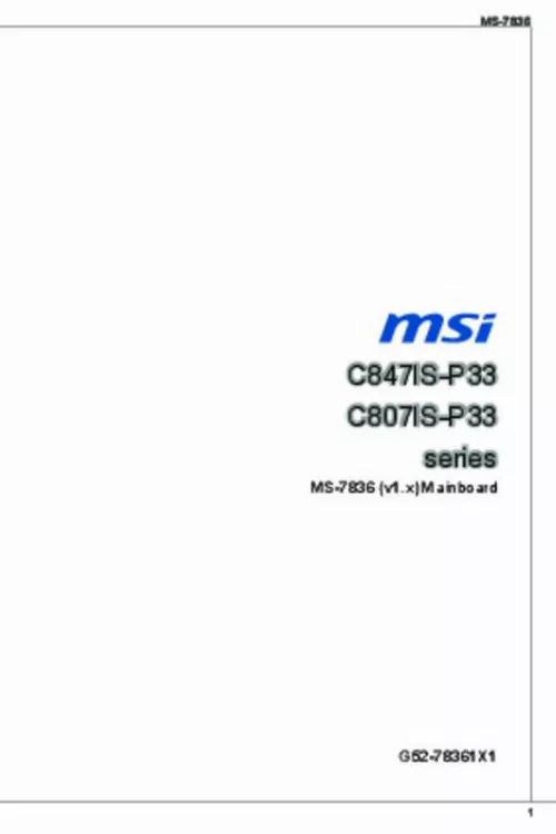 Mode d'emploi MSI C847MS-E33