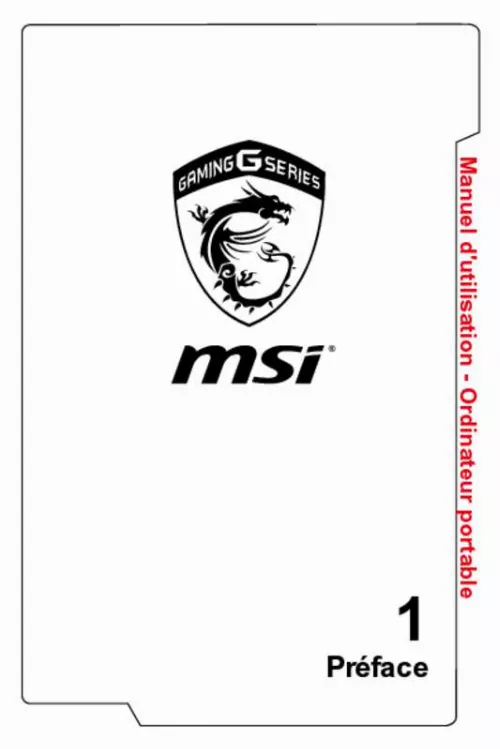 Mode d'emploi MSI GT62VR 7RD-268FR DOMINATOR