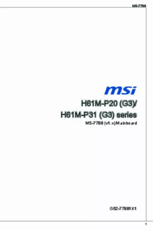 Mode d'emploi MSI H61M-P31/W8