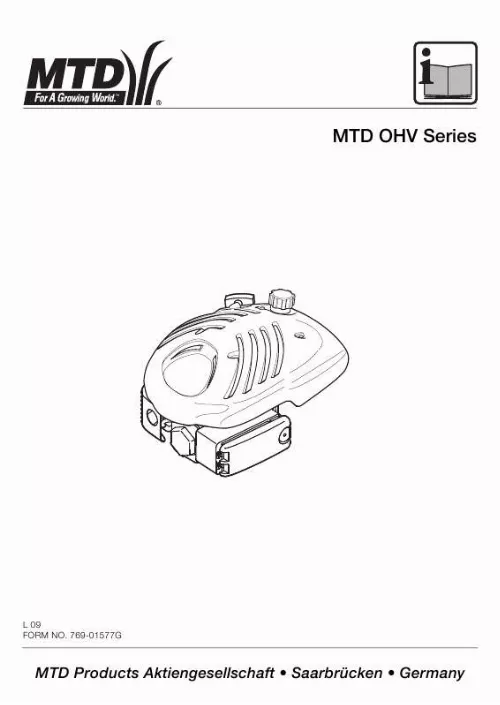 Mode d'emploi MTD VERTICAL ENGINES 1P60,1P61,1P65,1P70 FOR MOWER AND TILLER
