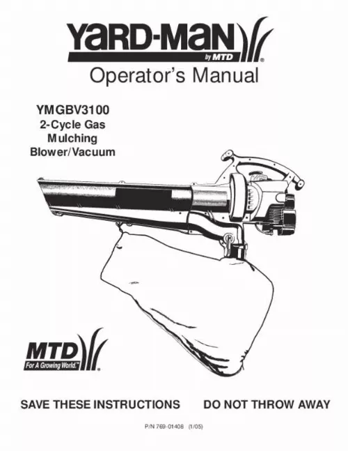 Mode d'emploi MTD YMGBV3100