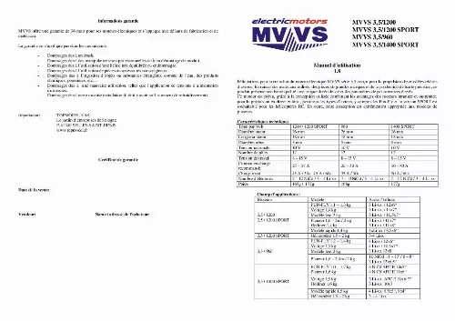Mode d'emploi MVVS 3.5-1400 SPORT