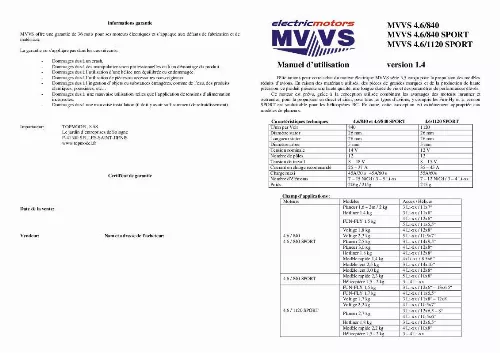 Mode d'emploi MVVS 4.6-1120 SPORT