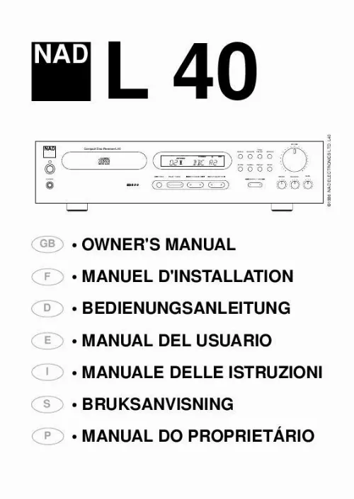 Mode d'emploi NAD L40