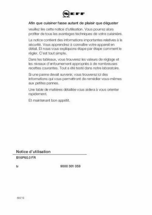 Mode d'emploi NEFF B16P60N0FR