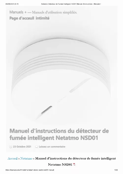 Mode d'emploi NETATMO DETECTEUR DE FUMEE CONNECTE