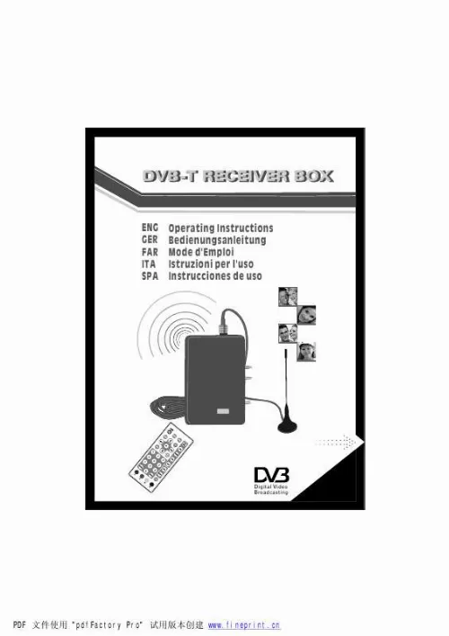 Mode d'emploi NEXT BASE DVB-T