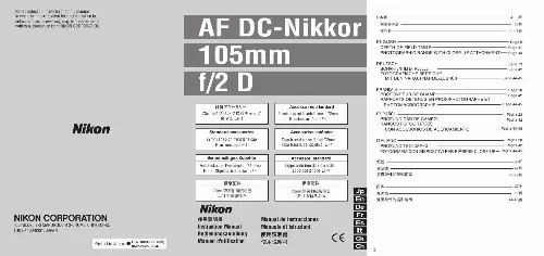 Mode d'emploi NIKON AF DC-NIKKOR 105MM F-2 D