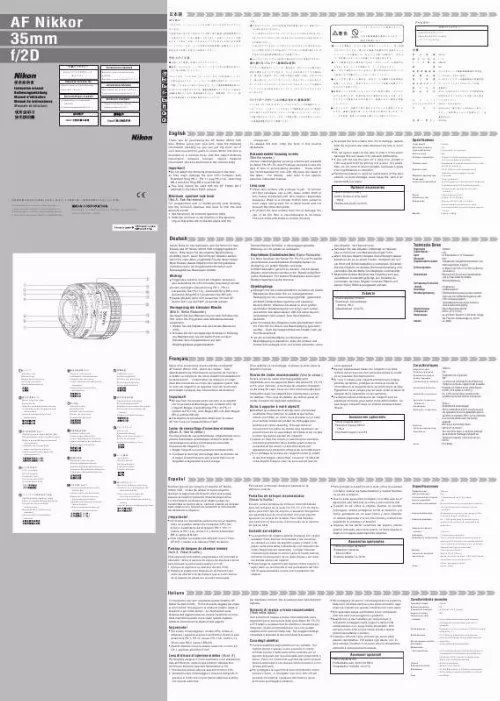 Mode d'emploi NIKON AF NIIKKOR 35MM F-2D